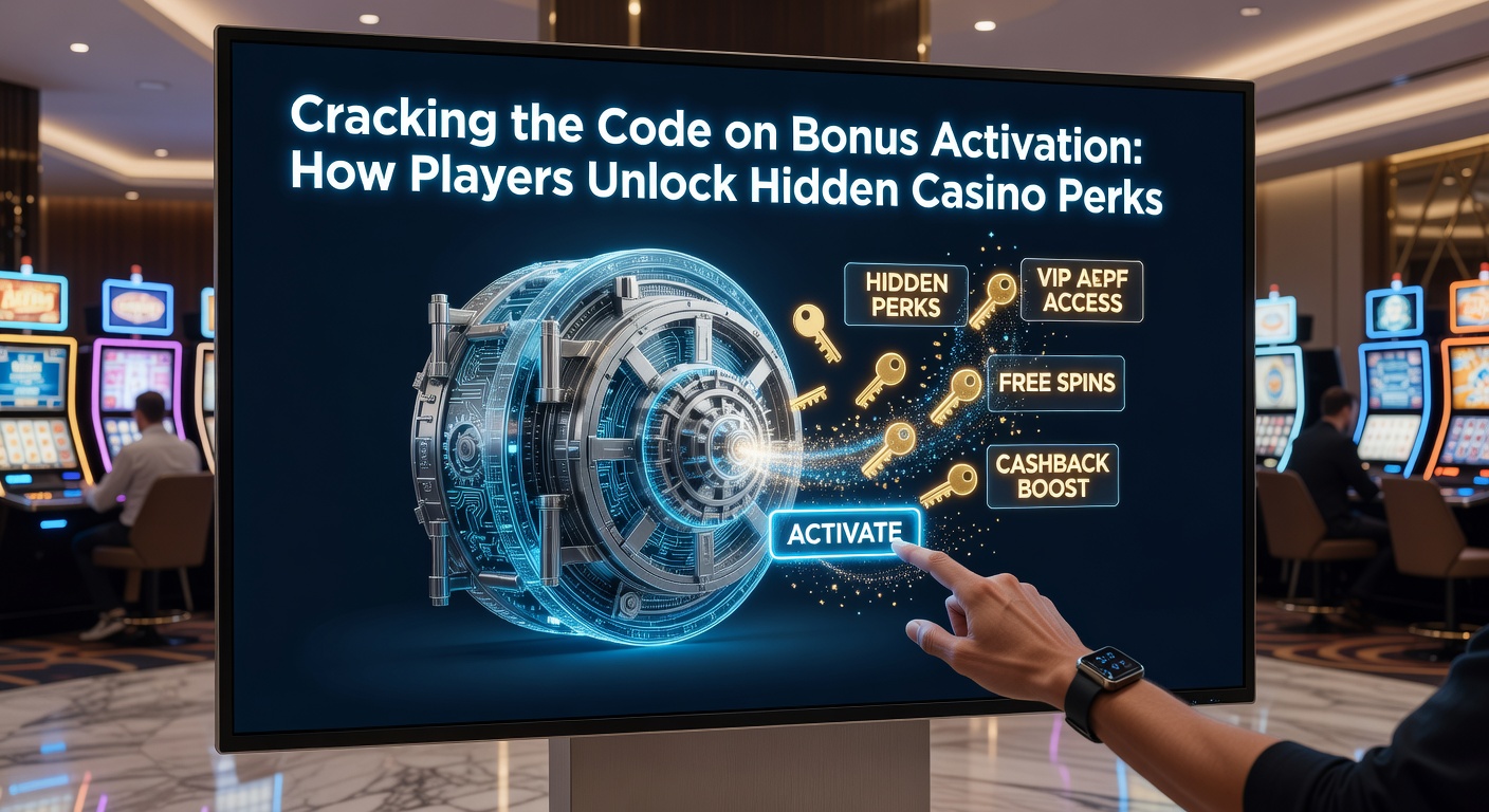 Digital graphic showing locked casino bonus vault unlocking with code entry, symbols of coins and perks spilling out