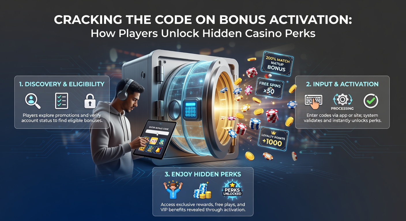 Screenshot of casino app dashboard displaying active bonus perks, progress bars for wagering, and hidden menu icons