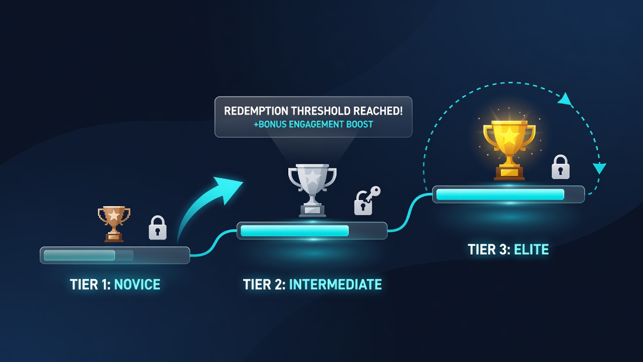 Graph depicting player engagement metrics over time in relation to varying redemption threshold settings