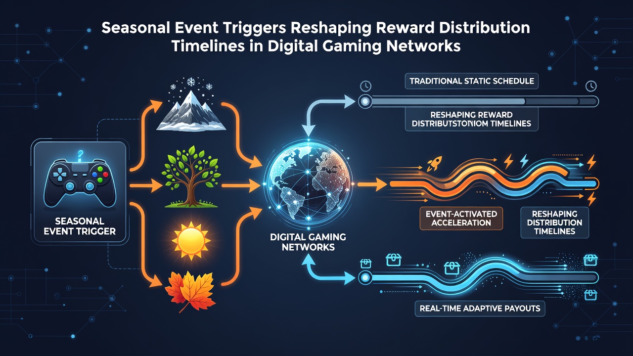 Network analytics dashboard displaying shifted reward timelines during a seasonal event period