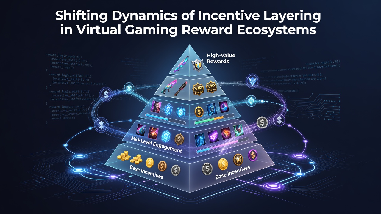 Visual representation of incentive layering in virtual gaming ecosystems showing multi-tier reward structures