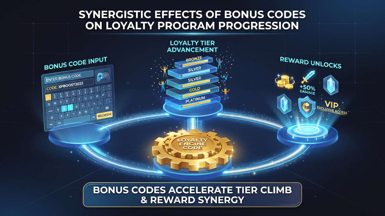 Dashboard view of loyalty progression metrics influenced by active bonus codes in a virtual gaming environment